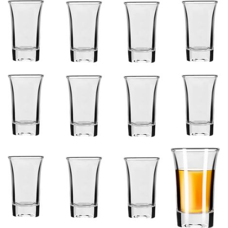 Lot de 12 verres à shot 5 cl / 50 ml - Base épaisse - Accessoire de fête - Petit verre à liqueur amusant pour les réunions de vacances, les bars de famille, la tequila, le petit verre à vin (1/5)