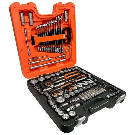 Bahco – Coffret multi-outils 137 pièces – Acier allié hautes performances – Douilles 1/4', 3/8', 1/2' – Outils pour espaces restreints
