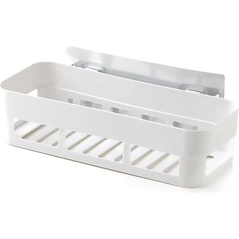 Duschregal, ohne Bohren, Dusch-Organizer, Duschregal, Kunststoff-Duschregal, Kunststoff-Badezimmerregal, Wandmontage, selbstklebendes Duschregal, Aufbewahrung (weiß)