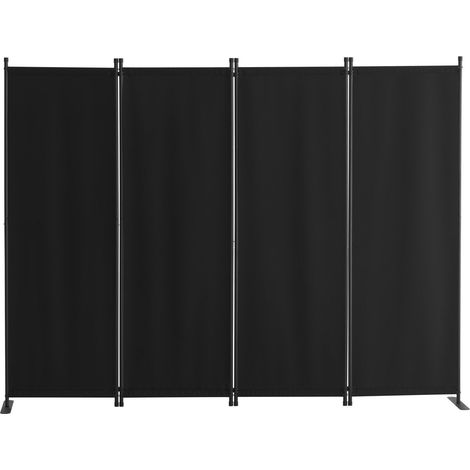 Paravent pliant 4 panneaux en tissu noir pour bureau chambre salle à manger séparation autoportante (1/5)