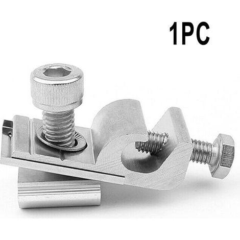 Support De Fixation Pour Panneaux Solaires - Raccord De Mise À La Terre En Aluminium Nickelé - Pour Rails Photovoltaïques En Aluminium Et Profilés Acier - 1 Pièce (1/5)