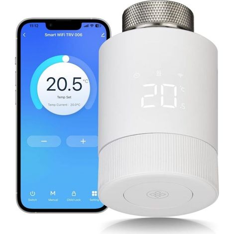 Thermostatique Connectée et Intelligente, WiFi Vanne Thermostatique Radiateur,Tête Thermostat Programmable Tuya Thermostat Détection de Fenêtre,Compatible avec Alexa & Google Assistant (1/4)