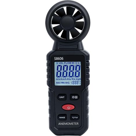 Este anemómetro digital portátil 3 en 1 mide la velocidad, la fuerza y la temperatura del viento, lo que lo hace ideal para la navegación y el vuelo (1/5)