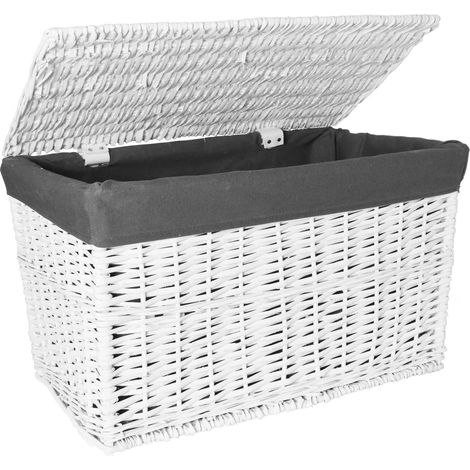 Baule in vimini 105L 66x40x40 cm bianco-grigio