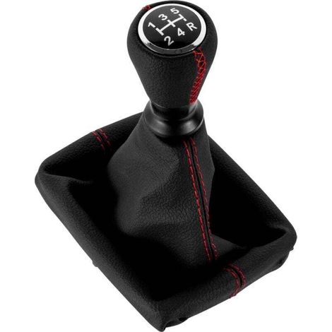 Pommeau Levier Vitesse Cuir avec Soufflet Compatible Peugeot 206 406 Rouge (1/4)