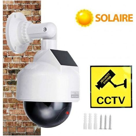 Caméra de surveillance fausse dôme extérieure PTZ, solaire, LED rouge clignotante, sécurité de la batterie intérieure extérieure (1/5)