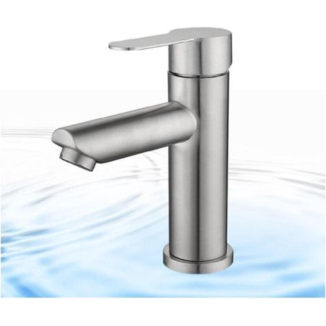 Grifo de latón cromado para fregadero Grifo de baño de agua fría y caliente, clásico, monocomina, sin manguera de conexión (1/3)