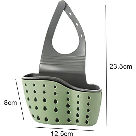 (Vert foncé Pro) Panier égouttoir de rangement pour la maison, porte-savon/éponge réglable, sac égouttoir suspendu, accessoires de cuisine (1/5)