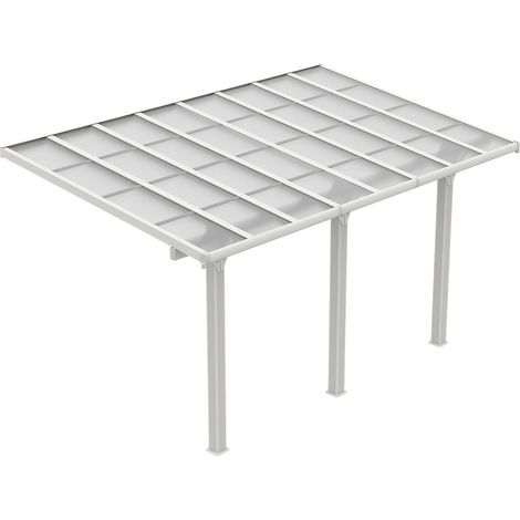 Carport pergola addossata in alluminio con tetto in policarbonato 15,13 m² Bianco - PAZERA