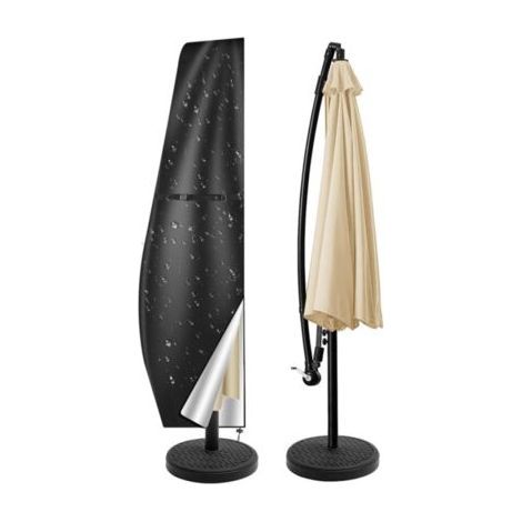 Black parasol cover, waterproof, UV and wind resistant, for outdoor parasols (280 x 46 cm) (1/5)