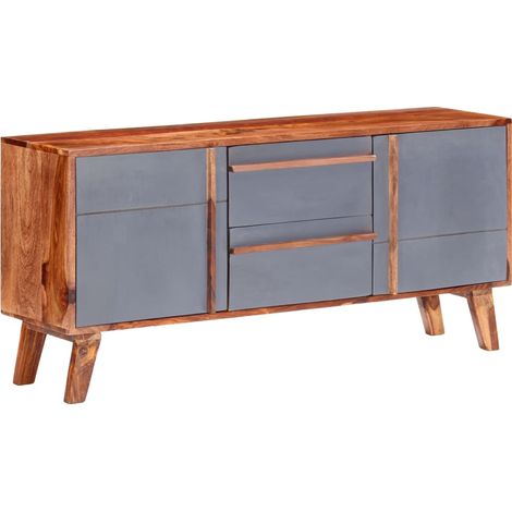 Credenza buffet cassettiera mobile contenitore organizer cucina soggiorno soggiorno 120 x 30 x 55 cm legno massiccio grigio 020031779