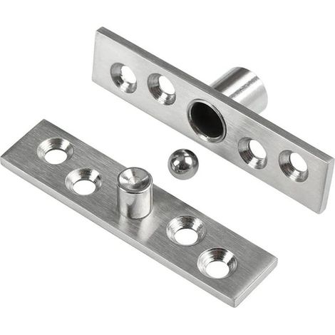 Ensemble de 2 charnières de porte en acier inoxydable à 360° pour portes invisibles, charnières à pivot central (1/5)