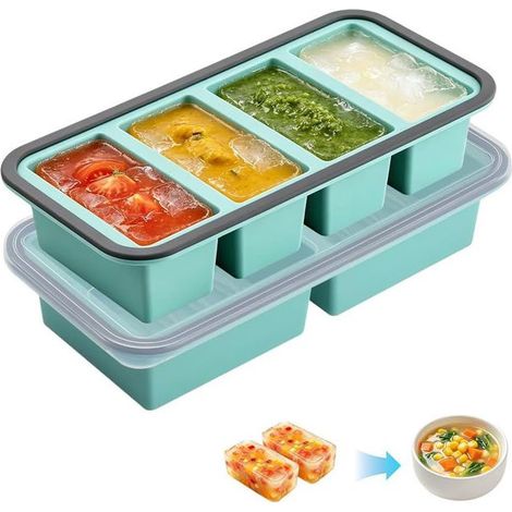 Set di 2 stampi in freezer Utensili da cucina in silicone silicone - Container - Box di alimenti - 30 x 14,5 x 6 cm - Silicone/PP - Blu (1/5)