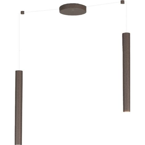 Lampadario top light round tube 1174 s2 gu10 led cilindro metallo moderno, finitura metallo marrone