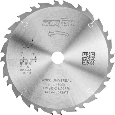 MAFELL Lame scie circulaire bois Ø280x2,8x30mm 28-4D KSB-WU280 GT - 092613 (1/3)