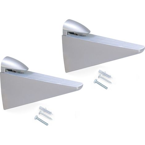 Emuca Juego de soportes para estante de madera o cristal Halcon, Plástico y Zamak, Pintado aluminio