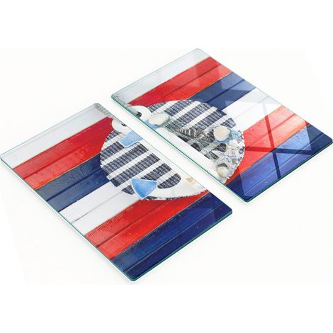 Tableros de vidrio decorativos multifuncionales con estampado de ancla, 2x30x52 cm.