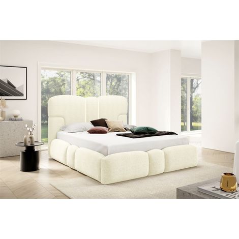 Polsterbett Schlafzimmerbett JORDAN 120x200cm in Stoff Doha Creme