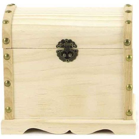 Coffre en bois - Moyen modèle - 18 x 16 x 12 cm - Bois massif - Marron - Petit meuble complément