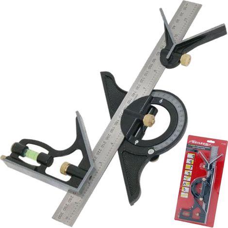 Neilsen 12" Adjustable Combination Tri Square Sliding Angle Finder Ruler Level (1/2)