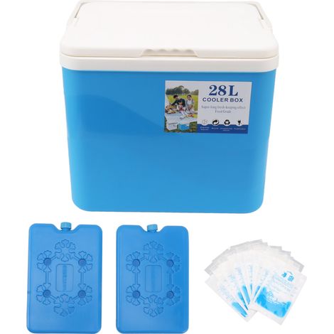 Glacière portable 28L bleue pour voiture et extérieur, congélateur de camping à haute étanchéité, forte capacité de charge, réchauffeur-froid 2 en 1. (1/5)