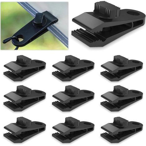 Clips para lonas, sujetadores para lonas de piscina, 40 clips de plástico y nailon para lonas, clips negros para lonas de piscina, clips de fijación para toldos, clips ajustables para lonas, tiendas d (1/5)