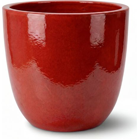 Pot grande taille d'extérieur LANCELOT 36x34cm rouge tropical, fait main en terre cuite émaillée, résistant au gel (1/5)