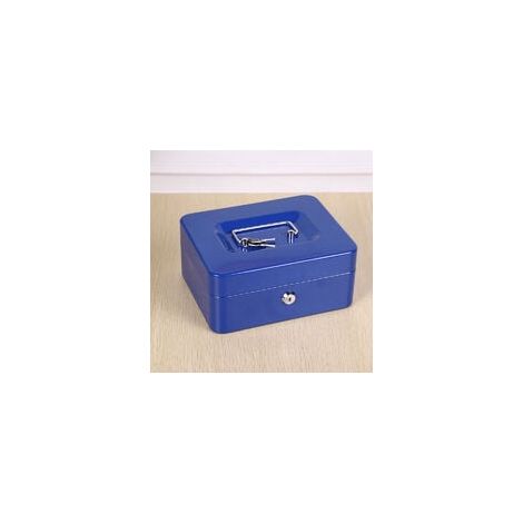 Tiroir-caisse verrouillable avec compartiment à clés et monnaie, bleu (1/5)