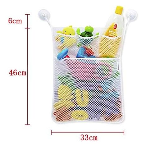 Filet de Rangement Salle de Bain,Organisateur Lavable Multifonctionnel de Jouets de Bain de Maille, 2 Ventouses, Sac de Rangement Net de Jouets pour Bain d'enfant-Fei Yu (1/5)