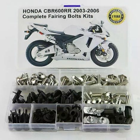Komplettes Set aus Schrauben, Unterlegscheiben und Muttern für die Verkleidung der Honda CBR 600RR (2003–2006). Kompatibel mit den Modellen der Honda CBR 600RR (2003–2006). (1/5)