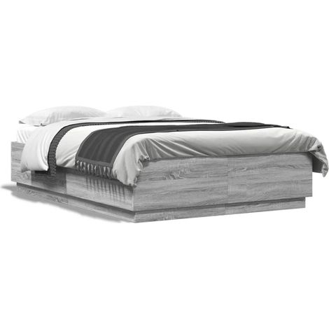 Maison Exclusive - Bettgestell Grau Sonoma 150x200 cm Holzwerksto (1/5)