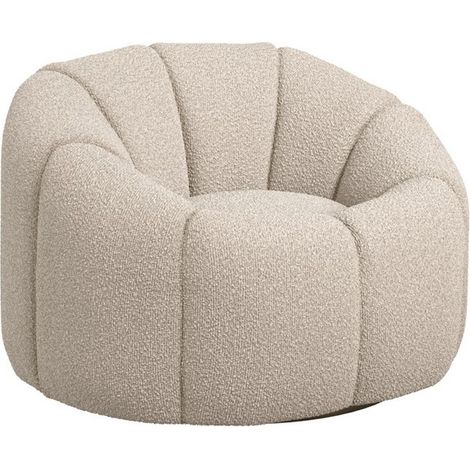 Nao Swivel Chair - Boucle/Metal - L89 x W102 x H66 cm - Buff/Black