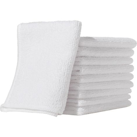 Furniture Clinic Pack de 10 Chiffons en Microfibre - Non Pelucheux - Chiffons de Nettoyage Blancs - Réutilisables et lavables (1/4)