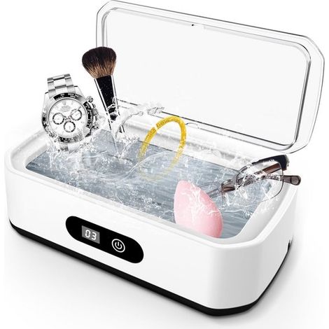 Nettoyeur à ultrasons - Nettoyeur de bijoux - Nettoyage en profondeur - 5 réglages de durée - Capacité de 650 ml - Noir (1/5)