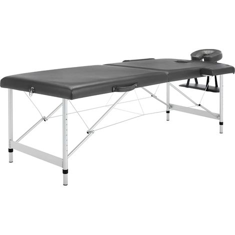 vidaXL Table de massage 2 zones Cadre en aluminium Anthracite 186x68cm (1/5)