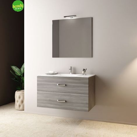 Composizione bagno sospesa Mobo Simona cm. 90 larice olmo (1/4)