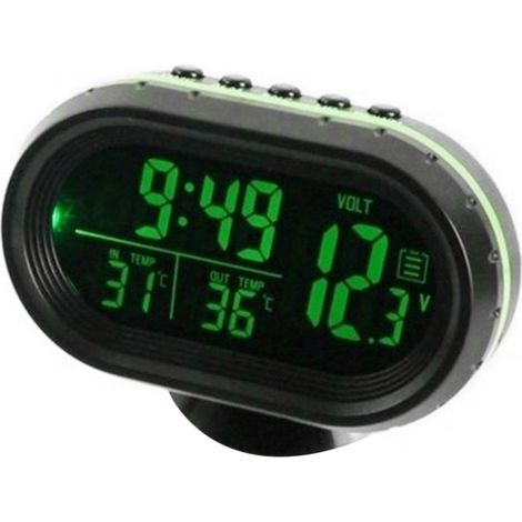 Thermomètre de voiture, horloge numérique, DC 12V, éclairage LED pour Automobile, double jauge de température, voltmètre, testeur de tension (1/5)