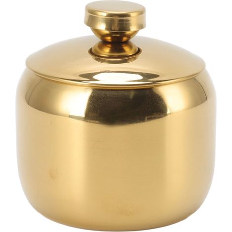Pot à condiments d'assaisonnement en acier inoxydable doré, récipient à épices, sel, sucre et poivre, organisateur de stockage avec couvercle. (1/5)