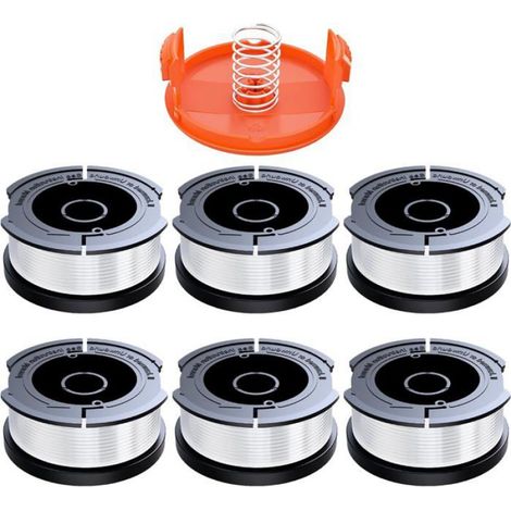 6 Bobine fil coupe-bordure, 1,65 mm, 10 m, avec couvercle et ressort, pour Black & Decker GL280 GL301 (1/5)