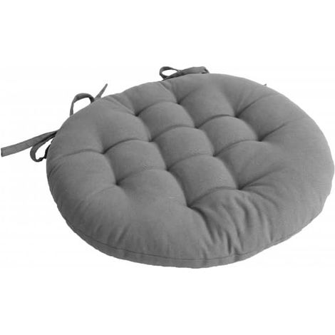 Galette de chaise piquée et ronde Gris clair 38x38 cm