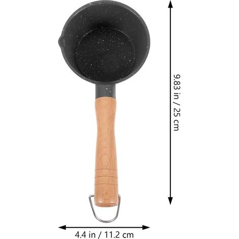 Pentolino con manico, modello Maifan con rivestimento in pietra, nero, per fornelli e cucina. (1/4)