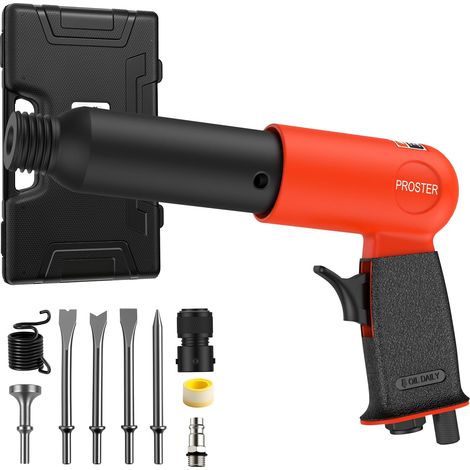 Marteau Burineur Pneumatique 250 mm, 4 Burins + 1 Tête de Frappe (1/5)