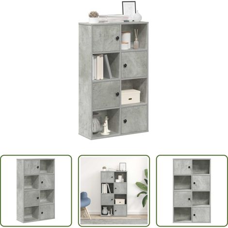vidaXL Rangement livres - Bibliothèque gris béton 60x24x101,5 cm bois d'ingénierie (1/5)