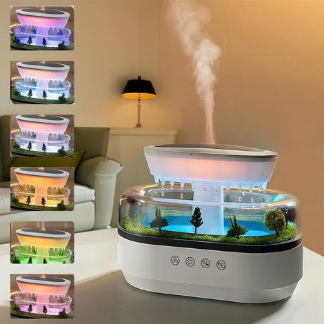 Diffuseur humidificateur effet pluie, diffuseur d'huiles essentielles 250 ml avec veilleuse LED 7 couleurs, diffuseur d'huiles parfumées, humidificateur avec lampe champignon, gouttes d'eau, diffuseur (1/5)