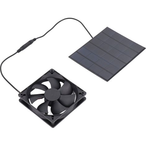 Ventilateur solaire portable 3,5W 6V pour poulailler, niche chien, animaux, extérieur, camping, panneau solaire intégré. (1/5)