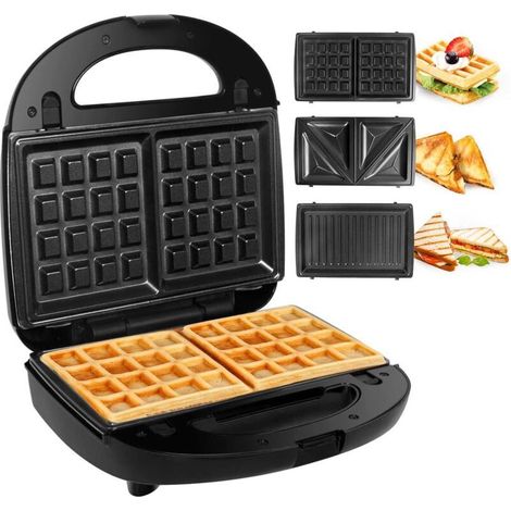 gaufrier-3-en-1-appareil-a-sandwich-presse-a-gaufres-grille-pain-plaques-remplacables-750-w-noir-214485405 (1/5)