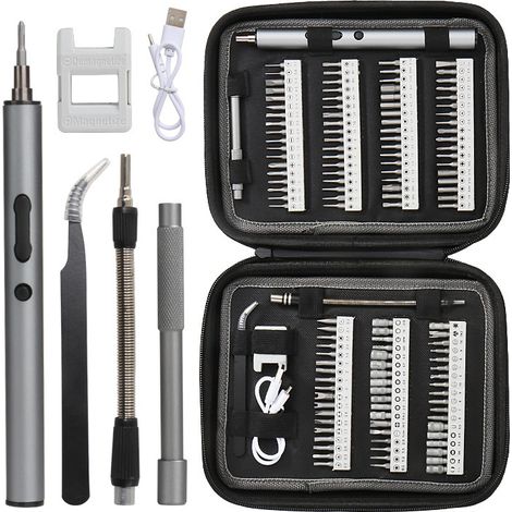 Tournevis Électrique Sans Fil Rechargeable avec Lumière LED, Kit de Précision Multifonction pour Bricolage et Réparation Domestique-Alovez-WCY