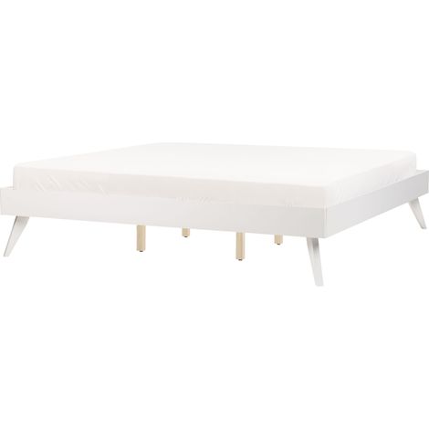 Cama de MDF con somier de listones moderno blanco 180 x 200 cm Berric
