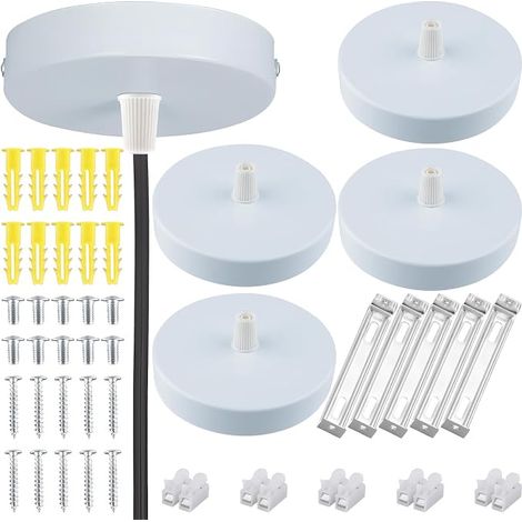 Cache Lustre Plafond, Baldaquin de Plafond Blanc, 100 X 18mm Rosace Plafond Cache Fil, Lampe à Baldaquin, Salon, Couloir, Lustre de Cuisine (1/5)
