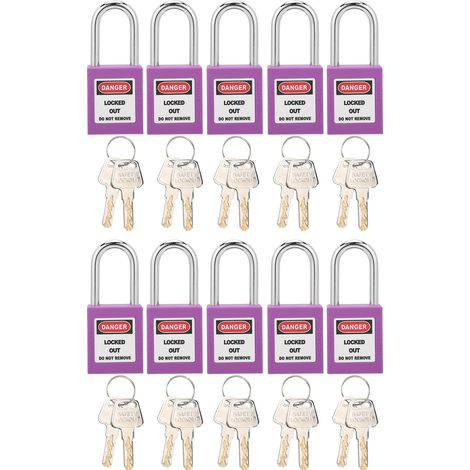 10 ensembles de serrures de verrouillage de 38mm, conception d'isolation en Nylon Durable, cadenas résistant à la Corrosion avec 20 clés violet (1/5)